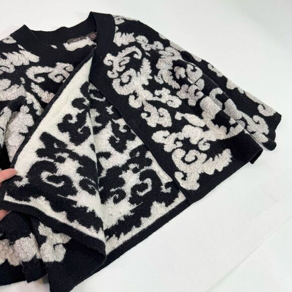 Heather B Sweater Womens XL Black Wool Blend Artsy Cardigan Open Front Snap Top - Picture 6 of 7